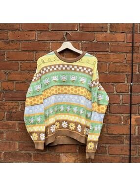 thorn & fable colourful bees knit sweater S